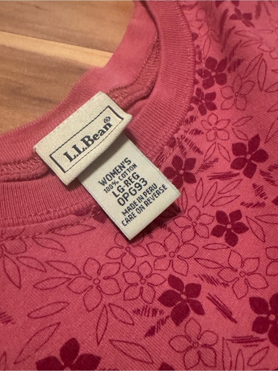 L.L. Bean Tops - L.L. Bean | Cotton Rose Pink Floral Long Sleeve Tee
